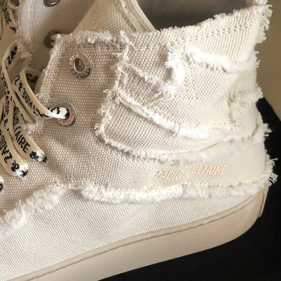NIB ZADIG & VOLTAIRE Women's High Flash Distressed Canvas High Top Sneakers Size - Picture 4 of 14